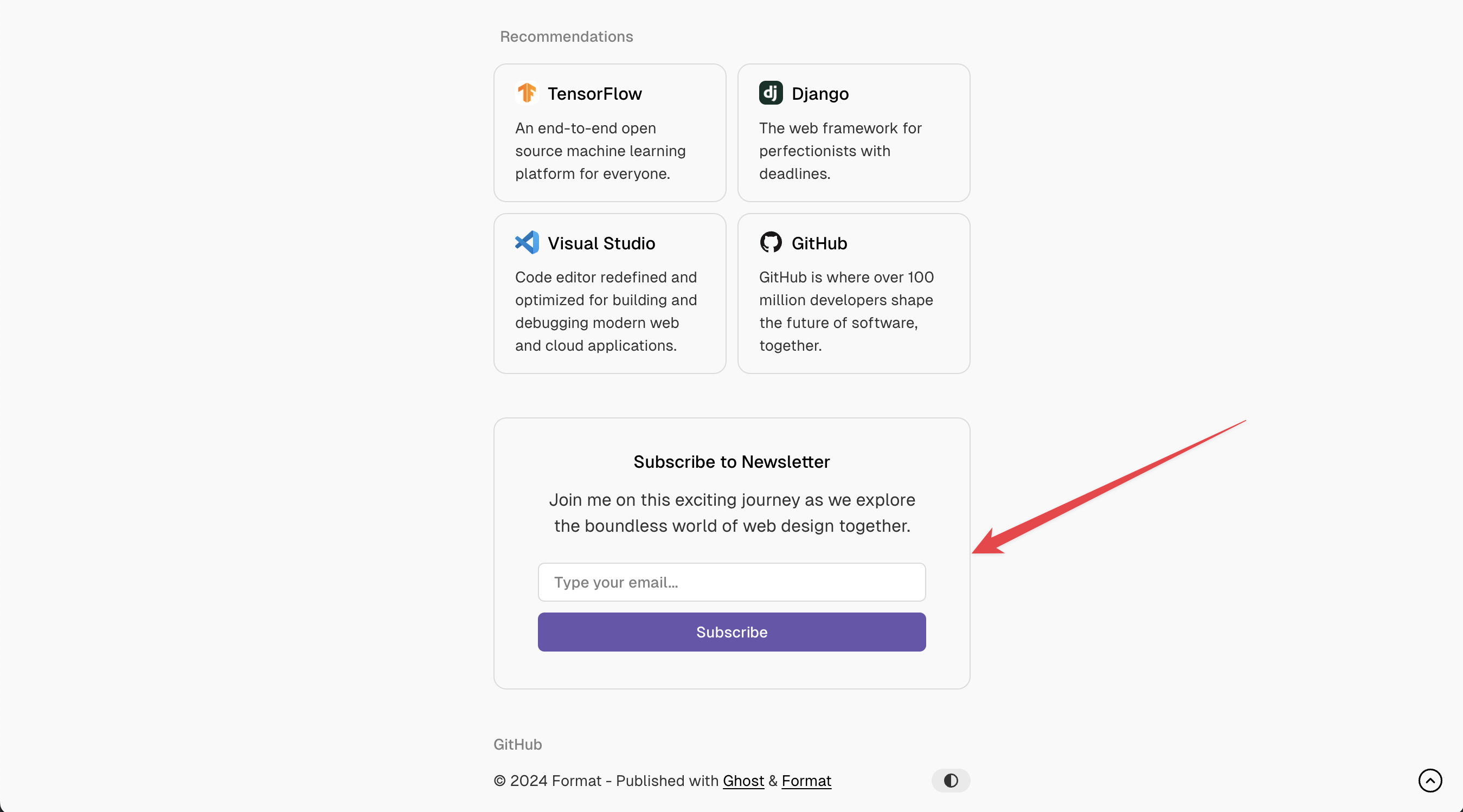 Format subsciption form