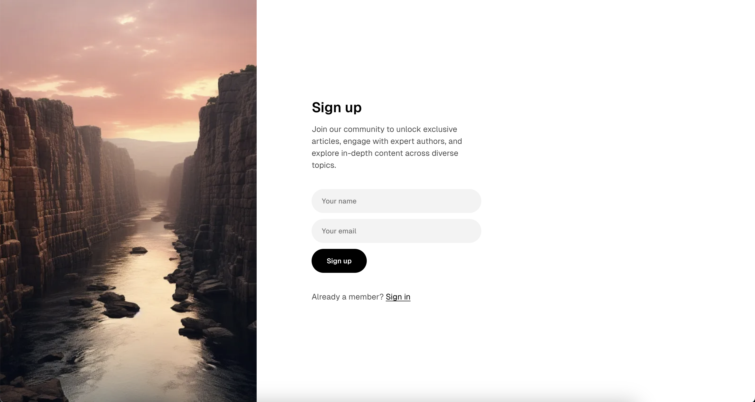 Aspect theme Sign Up page