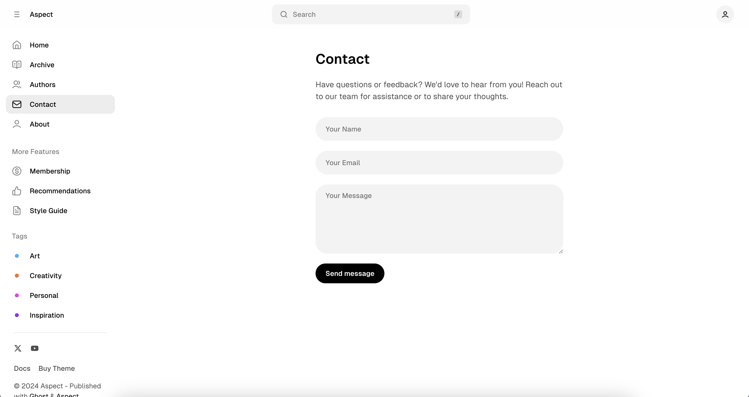 Aspect theme Contact page