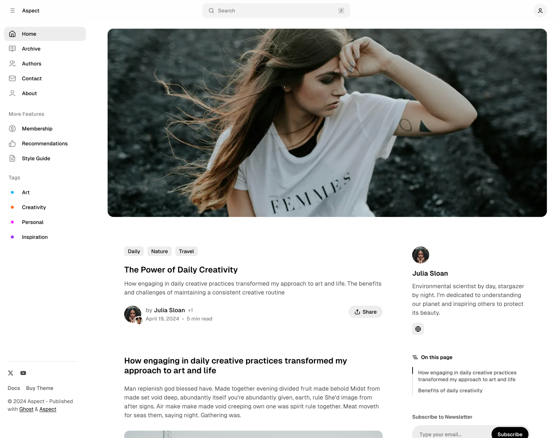 Aspect theme post image template